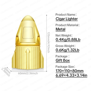Briquet à cigare CIGARLOONG en forme de fusée, 3 jets de flamme réglables, coupe-vent, torche métallique personnalisée avec poinçon et aiguille intégrés - Product Image 6