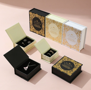 Elegant Eco-Friendly Rigid Jewelry <b>Boxes</b> Gold Foil Printing Magnetic Closure <b>Rings</b> Necklaces Earrings High-End Gift Packaging - Product Image 1