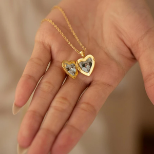 Qiuhan Personalized Gold Plated Heart Locket Necklace with Photo Tiny Memorial Gift for Her <strong>Best</strong> Friend &amp; <strong>Mum</strong> - Product Image 6