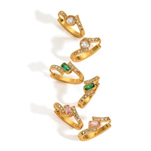 Fashion <b>Clip</b>-on Earrings Geometric Diamond Encrusted Stainless Steel Party Jewelry Te60687 Gn - Product Image 5