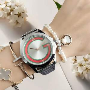 Montre pour femme en acier inoxydable argenté, cadran à motif G rouge et vert, chiffres romains, bracelet en métal, montre-bracelet de luxe tendance pour femmes - Product Image 3