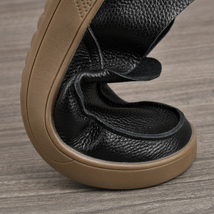 Mocassins pour hommes en cuir véritable, bout rond, antidérapants, semelle en caoutchouc, chaussures de marche confortables, chaussures décontractées - Product Image 2