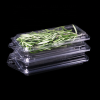 Boîte d'emballage rectangulaire en plastique RPET pour légumes, herbes et gâteaux, grande taille, écologique, qualité alimentaire, gaufrage, vernissage, personnalisable