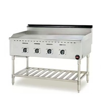 Grill à gaz commercial à 4 brûleurs en acier inoxydable avec surface plate pour cuisine de restaurant