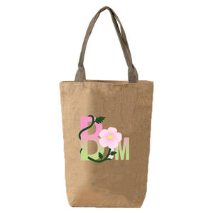 Custom Eco-Friendly Cotton Jute <strong>Gunny</strong> <strong>Sack</strong> Tote Shopping Bag with Black Handle Sublimation Print for Wine Wholesale - Product Image 2