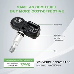 Universal <strong>TPMS</strong> Sensor 2 In 1 315&amp;433MHZ Universal Car <strong>TPMS</strong> Sensors <strong>Black</strong> Aluminum Valve Programmable <strong>Tire</strong> Pressure Gauge Sensor - Product Image 4