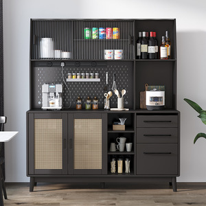 Aparador retro de madera negra de 900 mm más gabinete de almacenamiento multifunción para comedor - Product Image 1