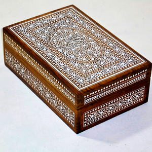 Luxury Handmade MDF Bone Inlay Modern Rectangle Durable Decorative Floral Printed Jewelry Storage <b>Box</b> for Home Hotel Restaurant - Product Image 1