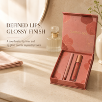 Coffrets Cadeaux Maquillage Cosmétique Végétaliens – Kit Crayon à Lèvres et Gloss Haute Pigmentation – Emballage Boîte – Kits Rouge à Lèvres et Crayons à Lèvres Marque Privée