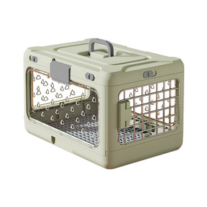 Trasportino Pieghevole per Animali Domestici, Gabbia da Viaggio Portatile per Gatti con Pannelli Trasparenti, Design Facile da Pulire per Uso Domestico ed Esterno - Product Image 1