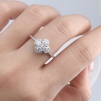 Bague en argent sterling S925 avec moissanite de 0,4 carat, design trèfle à quatre feuilles, bijoux en argent pur