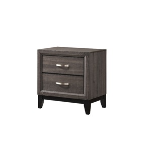 Contemporary 2 <b>Drawer</b> Nightstand Gray Brown Finish Metal Handles Bedroom Living Room Wooden <b>Storage</b> <b>Drawer</b> - Product Image 1