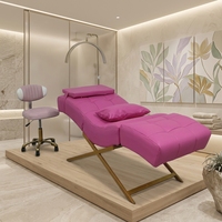 Chaise de salon pliante Modern S pour soins de beauté sourcils cils lèvres dodues massages pour spa hôtels et écoles en cuir