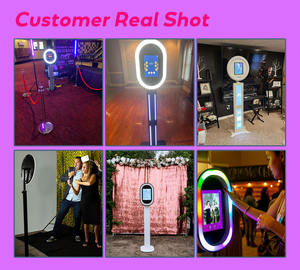 Stand ovale pour iPad compatible Salsa avec intégration DSLR, installation d'événements portable et design de cadre en bois noir de qualité supérieure - Product Image 5