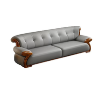 Set Sofa Seksional Bentuk L Gaya Eropa Mewah Modern dengan Rangka Kayu Solid Kulit PU Nyaman untuk Apartemen & Hotel