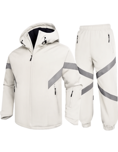 White Label Apparel Men's Breathable Winter Thermal Waterproof Zipper Long-Sleeve Hooded <b>Top</b> Pants Casual Sports 2-Piece Set - Product Image 1