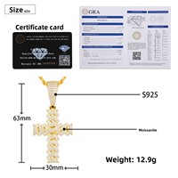 Accessoires de mode Pendentif croix en argent sterling 925 avec style de luxe Moissanite Unisexe certifié GRA. Vente directe d'usine