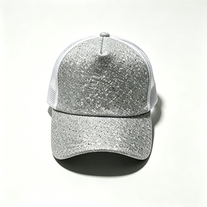 Wholesale Unisex Glitter Trucker <b>Hat</b> Sparkly Silver Mesh Back Adjustable Bling Sequined Sports <b>Cap</b> Outdoor Casual Canvas - Product Image 2