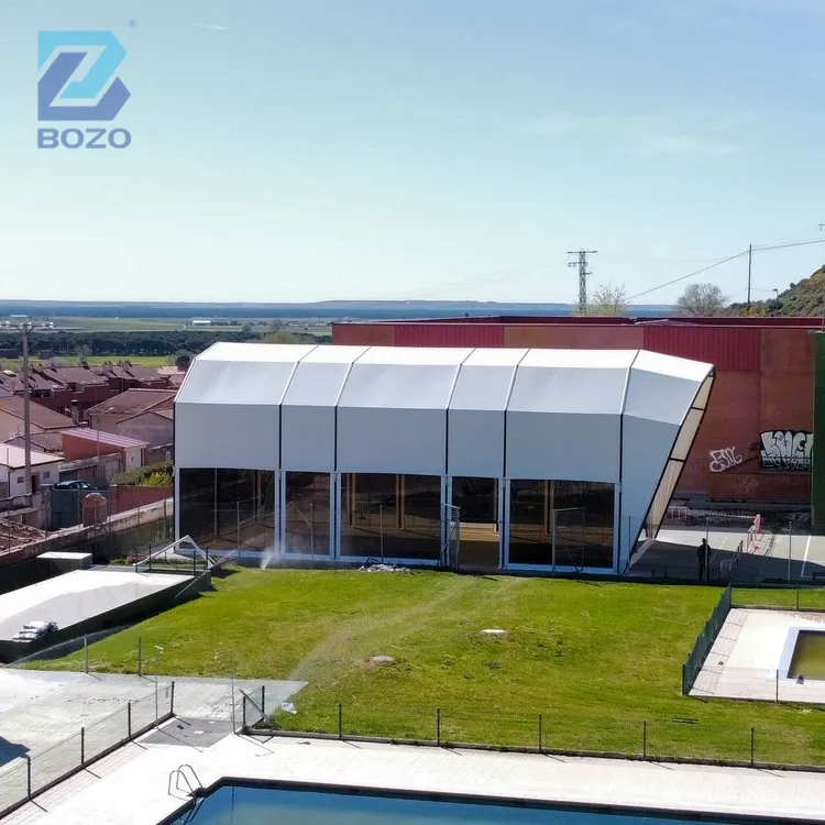 Guangzhou Bozo 10X30M Tent Materiaal Pvc Transparant Polygoon Tent Voor Sport Venueindustrial Polygoon Tent Voor Magazijn Te Koop