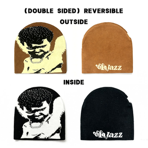 Fabricants de bonnets à double couche, bonnet réversible épais, jacquard, streetwear, logo <span class=keywords><strong>d</strong></span>'étiquette tissée privée, bonnets tricotés - Product Image 2