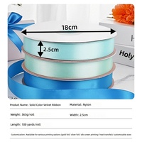 En stock, ruban en polyester double face à haute densité de 2,5 cm pour accessoires pour cheveux, boîte cadeau, emballage de fleurs et projets de bricolage