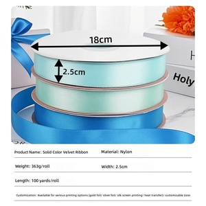 Pita Poliester Dua Sisi Tebal 2.5cm untuk Aksesoris Rambut, Kotak Hadiah, Pembungkus Bunga, dan Proyek DIY (Tersedia) - Product Image 2