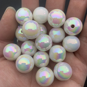 ลูกปัดพลาสติกเรซิ่นทรงกลมขนาด 10 มม. เคลือบ UV สีรุ้ง สำหรับทำเครื่องประดับ DIY - Product Image 3