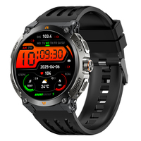 Montre connectée AK17G pour hommes, écran 1,43 pouces, silicone, étanche IP68, plus de 100 modes sportifs, Bluetooth 5.3, appels, GPS, boussole, fréquence cardiaque, pression artérielle