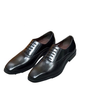 Chaussures habillées en cuir véritable pour hommes, style Oxford, à lacets, bout carré, couleur noire unie, pour le bureau et la carrière, toutes saisons, semelle extérieure en caoutchouc - Product Image 1
