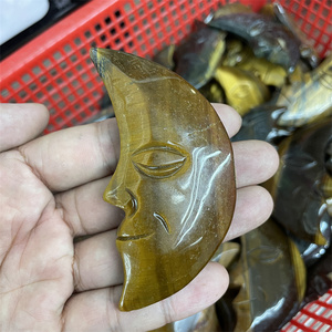 Venta al por mayor tallado a mano amarillo Ojo de Tigre piedra Luna cara estatua cristales y piedras estatua para Decoración - Product Image 2