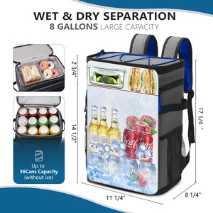 Wholesale Large Capacity 24L Waterproof Thermal Insulated <b>Cooler</b> <b>Backpack</b> Zipper Closure 900D Polyester Material Customizable - Product Image 3