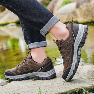 Chaussures de randonnée pour hommes, bleues, 02503, antidérapantes, résistantes à l'usure, pour le camping, l'alpinisme, talon plat, lacets avant - Product Image 4