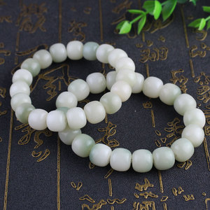 สร้อยข้อมือลูกปัดหยกสีขาว 10x11 มม- 19 ชิ้น สำหรับทุกเพศ ใส่ได้ทุกวัน เครื่องประดับสไตล์ชาติพันธุ์ รูปทรงเรขาคณิต รูปทรงลูกบอล - Product Image 3