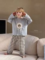 Leichtes Sommer-Pyjama-Set für Mädchen, 95% Baumwolle Spandex, AC-Raum, Langarmhose, eng anliegende Schlafkleidung, süße Rüschen, Homewear, 2-teilig