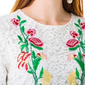 Robes longues décontractées pour femmes, nouvelles robes maxi en dentelle florale brodée, tissées, respirantes, écologiques, lavables, coupe ample, personnalisables OEM - Product Image 5