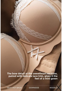 Conjunto de bragas con encaje de estilo francés para mujer, bragas con <span class=keywords><strong>relleno</strong></span> de 3/4 copas, bragas sin costuras para pecho pequeño, 32-38, 4 colores - Product Image 2