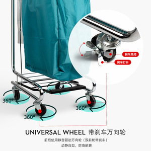 Carro de lavandería hospitalario HePo Good Steps 500x450x980mm con pedal y freno, carro de una sola capa para uso en salas. - Product Image 4