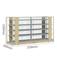 Étagère métallique double face réglable pour les produits d'épicerie et les collations des magasins de proximité