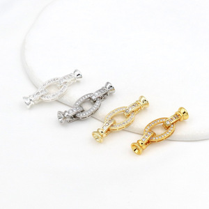 18k Gold Color Preserving Zircon Clasp Mixed Shapes DIY Jewelry Accessories For <b>Bracelet</b> Making <b>Copper</b> Plated Findings - Product Image 4