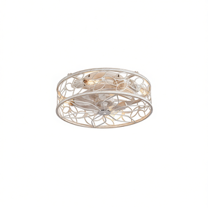 Ventilateur de plafond vintage blanc 18 pouces avec moteur DC, 6 vitesses, télécommande, style industriel pour salon, montage encastré - Product Image 1