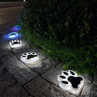 Lampes solaires de jardin en forme de patte de chien Rgb, lampes solaires de chemin de jardin IP65 étanches, lumière chaude, lampes solaires de pelouse pour allée, décoration de festival
