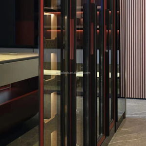 Armoire à vin électrique en acier inoxydable 304, contrôle de la température de 5 à 20 degrés, coupe en cuir aspect bois pour hôtel - Product Image 6