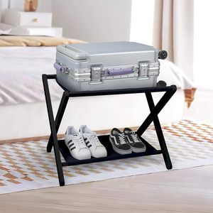 Support de rangement pour bagages en bambou, porte-bagages pliable pour chambre d'amis, armoire, support de valise avec étagère de rangement, meubles de maison - Product Image 5