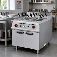Cuisinière à pâtes professionnelle au gaz avec armoire de rangement, en acier inoxydable, à paniers multiples, pour la cuisson des nouilles