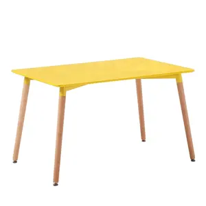 Yellow Color Dining Table Kitchen Guest Dining Room Suitable For Modern Style With Wooden Feet