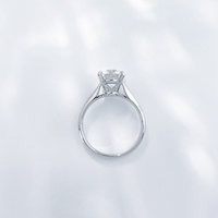 Bague de fiançailles solitaire classique élégante et minimaliste en or blanc 18 carats plaqué, avec diamant de laboratoire à quatre griffes, pour femme, haute joaillerie