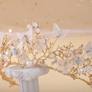Baroque De Luxe Alliage Strass Papillon <span class=keywords><strong>Fleur</strong></span> Cheveux <span class=keywords><strong>Couronne</strong></span> Pageant Fête De <span class=keywords><strong>Mariage</strong></span> Chapeaux Diadème <span class=keywords><strong>Couronne</strong></span> pour Les Occasions D'anniversaire - Product Image 4