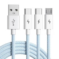 Câble de charge rapide multifonctionnel USB Type-C de haute qualité 6A 66W 3 en 1 en nylon tressé de 1,25 m pour iPhone