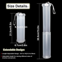 LISI Étui de rangement en plastique durable translucide extensible extra long pour pinceaux d'artiste, avec cordon de transport pour calendrier