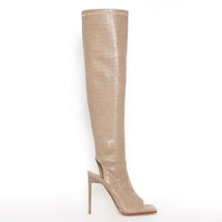 2024 Sexy dames talon aiguille bout ouvert sandales bottes femmes cuissardes en cuir